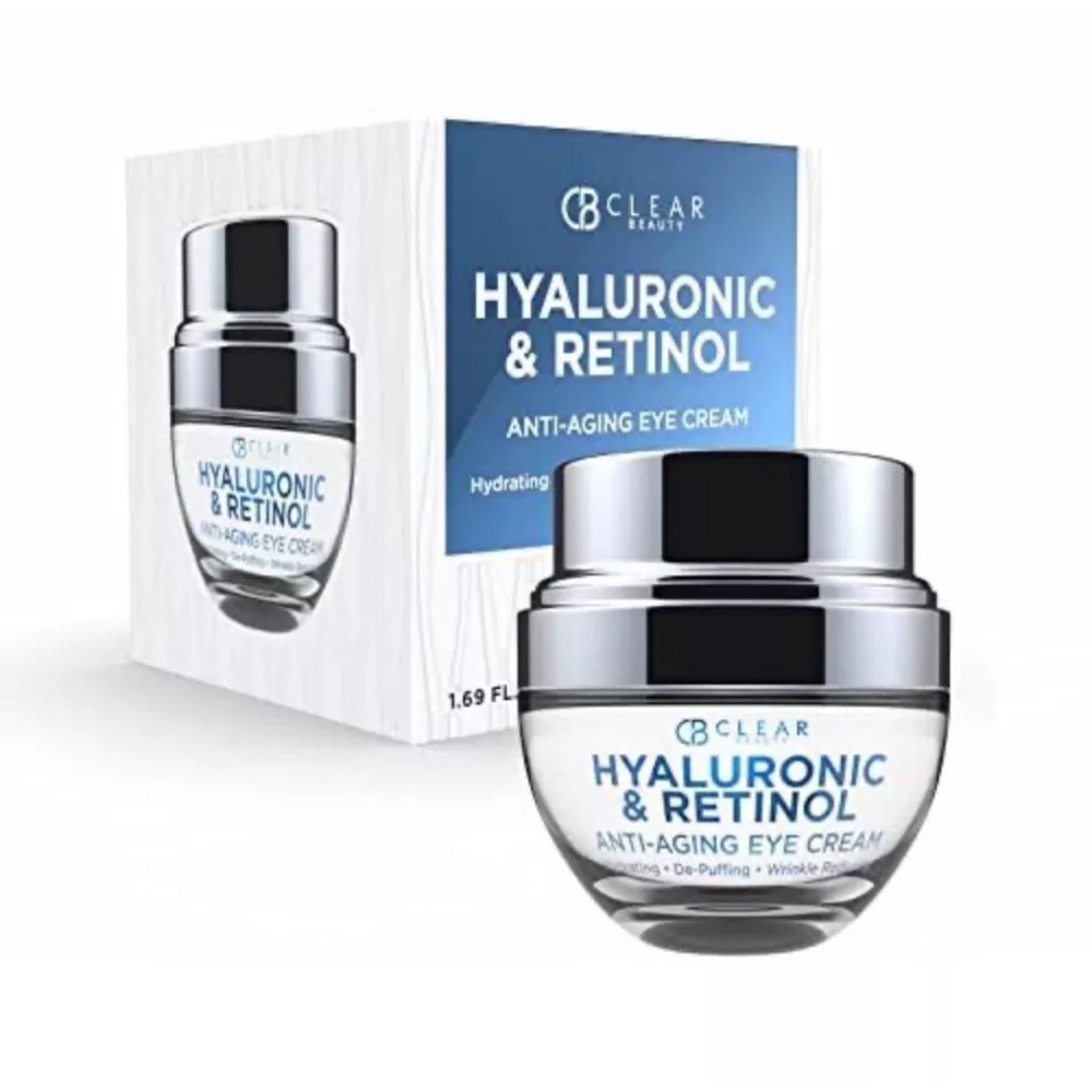 Clear Beauty Hyaluronic & Retinol Anti-Aging Wrinkle Eye Cream New 1.69 Fl Oz